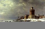 Frozen Paintings - A Frozen River Landscape by Lodewijk Johannes Kleijn
